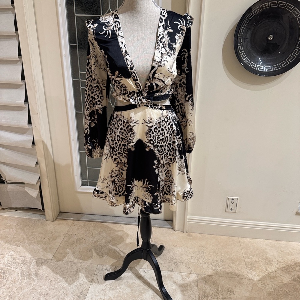 Black and Cream Patterned Dress